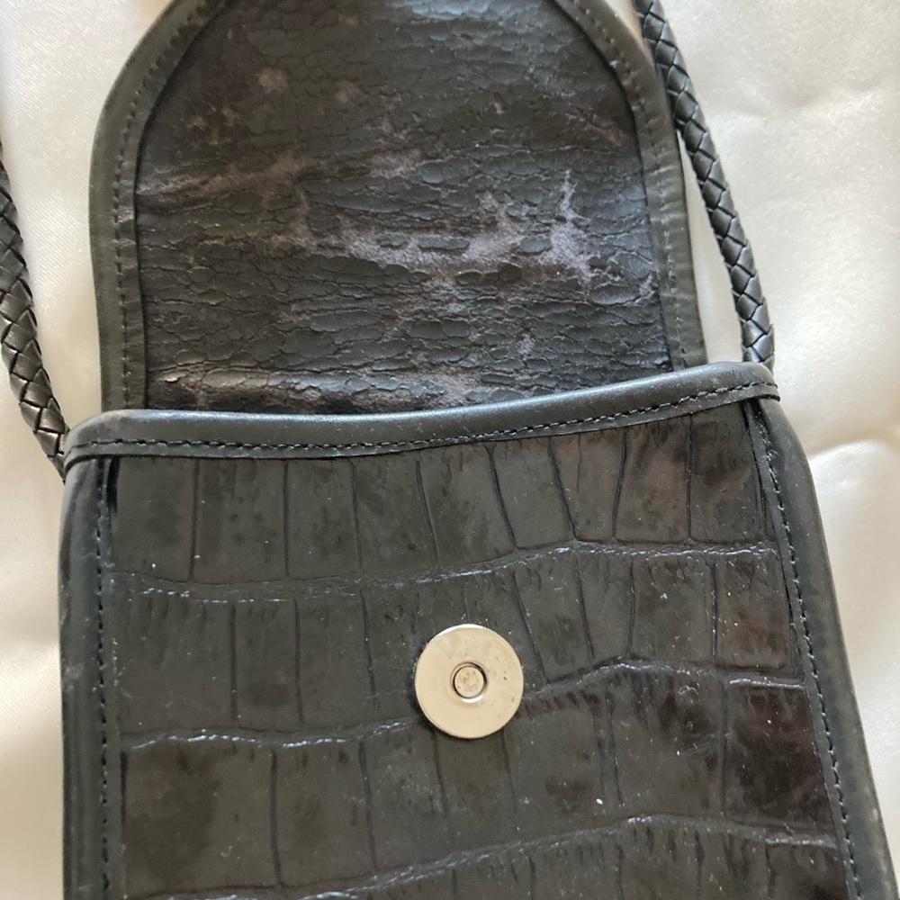 Brighton Shoulder Bag Mini Petite Silver Butterfly Woven & Croco Black Leather - Picture 4 of 8